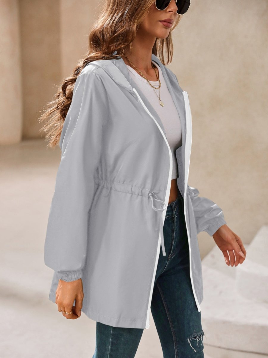 Ivy Lane Outdoor Waterproof Long Sleeve Hooded Windbreaker - Outerwear