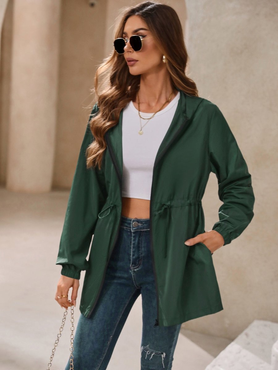 Ivy Lane Outdoor Waterproof Long Sleeve Hooded Windbreaker - Outerwear