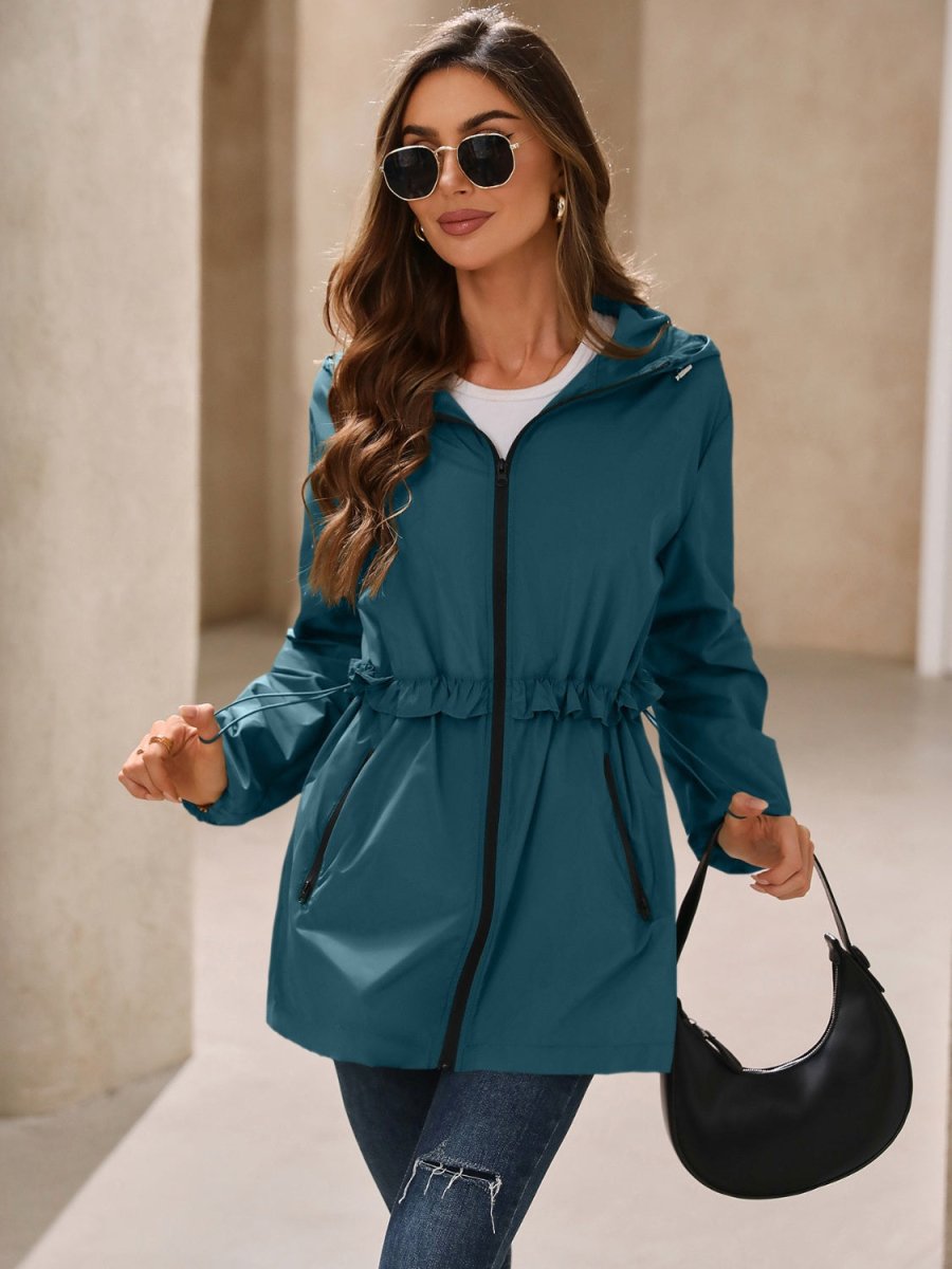 Ivy Lane Outdoor Waterproof Long Sleeve Hooded Windbreaker - Outerwear
