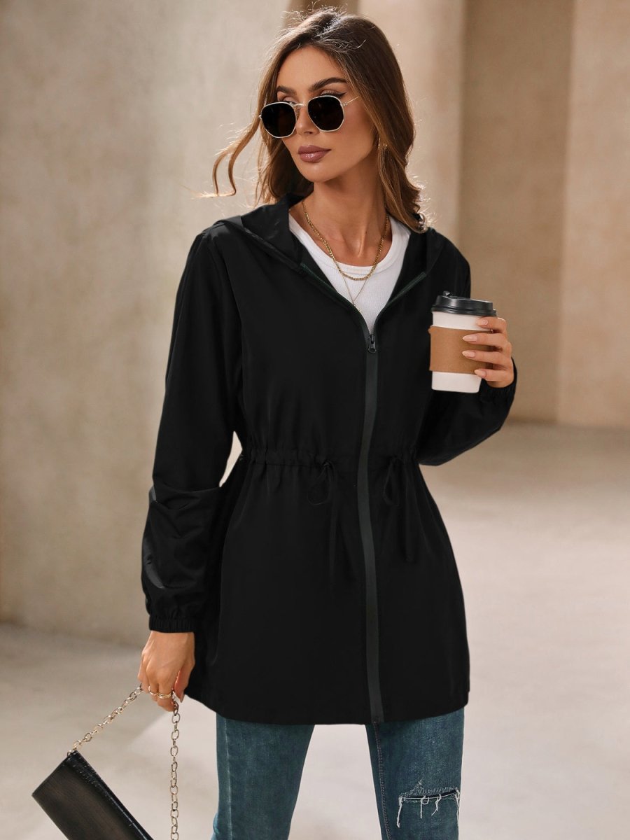 Ivy Lane Outdoor Waterproof Long Sleeve Hooded Windbreaker - Outerwear