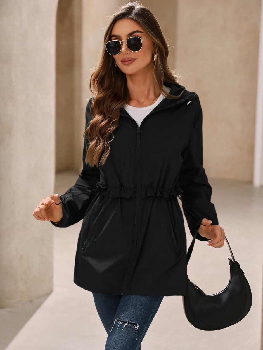 Ivy Lane Outdoor Waterproof Long Sleeve Hooded Windbreaker - Outerwear