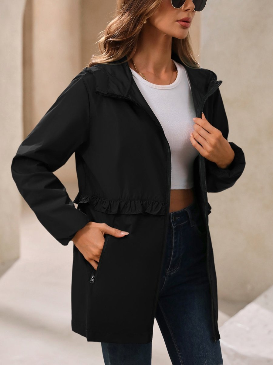 Ivy Lane Outdoor Waterproof Long Sleeve Hooded Windbreaker - Outerwear