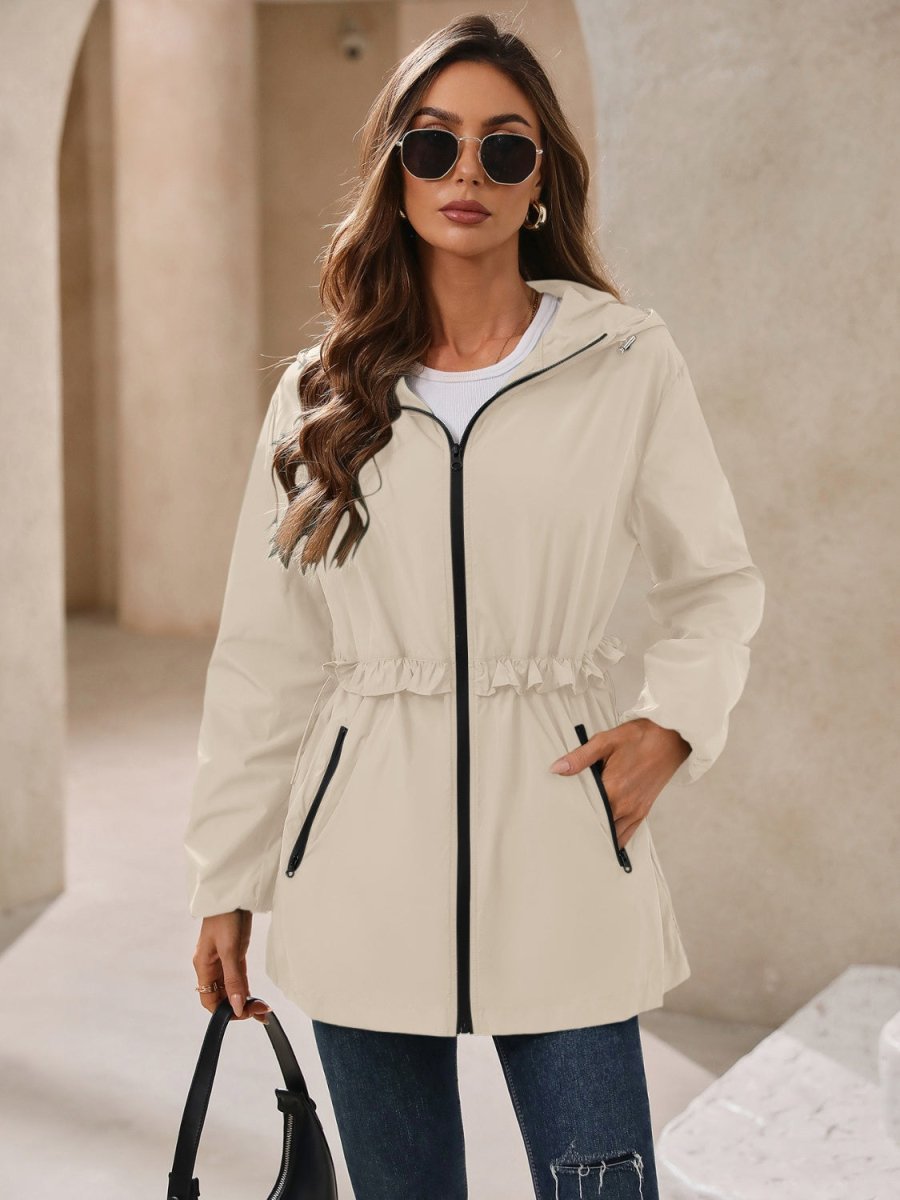 Ivy Lane Outdoor Waterproof Long Sleeve Hooded Windbreaker - Outerwear