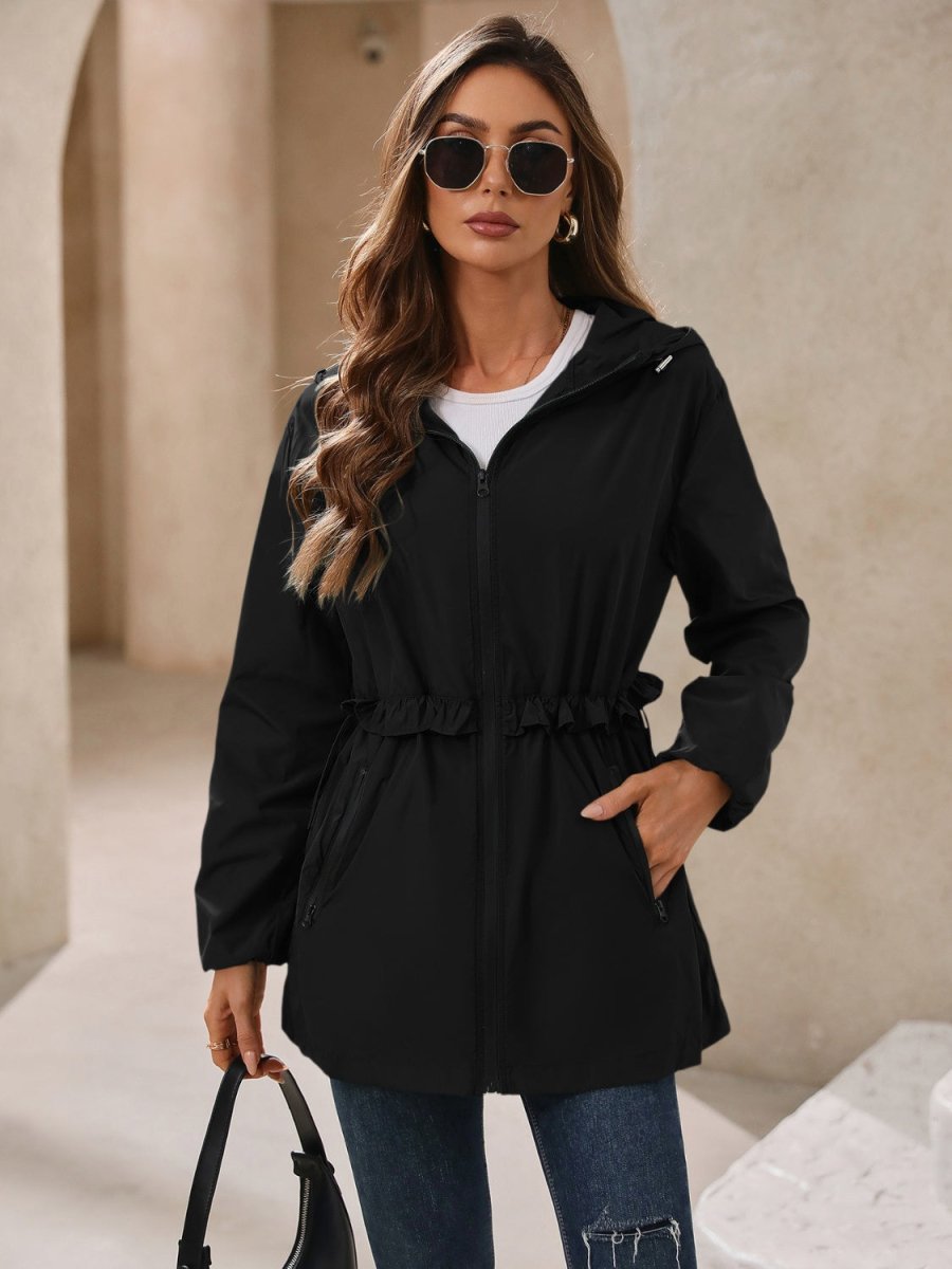 Ivy Lane Outdoor Waterproof Long Sleeve Hooded Windbreaker - Outerwear