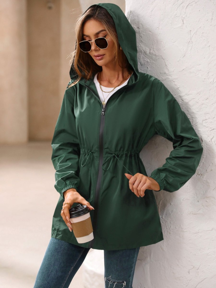 Ivy Lane Outdoor Waterproof Long Sleeve Hooded Windbreaker - Outerwear