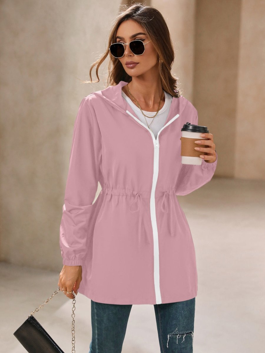 Ivy Lane Outdoor Waterproof Long Sleeve Hooded Windbreaker - Outerwear