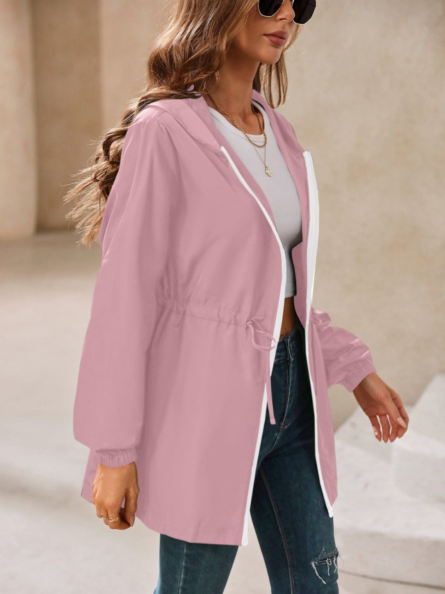 Ivy Lane Outdoor Waterproof Long Sleeve Hooded Windbreaker - Outerwear