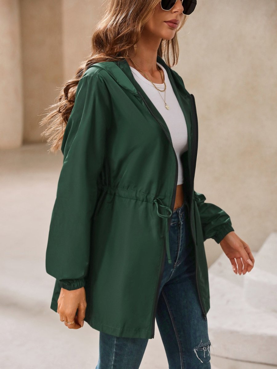 Ivy Lane Outdoor Waterproof Long Sleeve Hooded Windbreaker - Outerwear