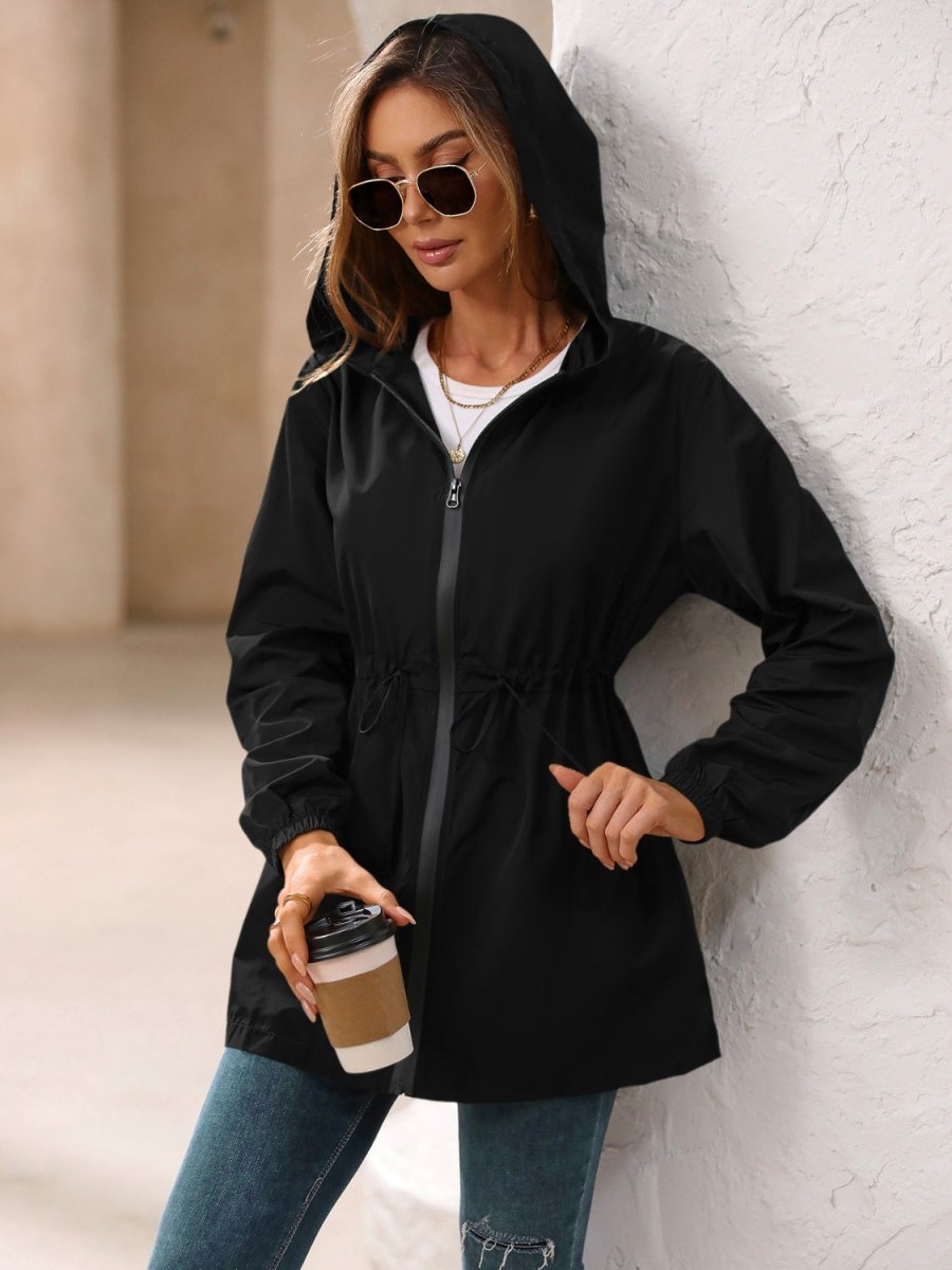Ivy Lane Outdoor Waterproof Long Sleeve Hooded Windbreaker - Outerwear