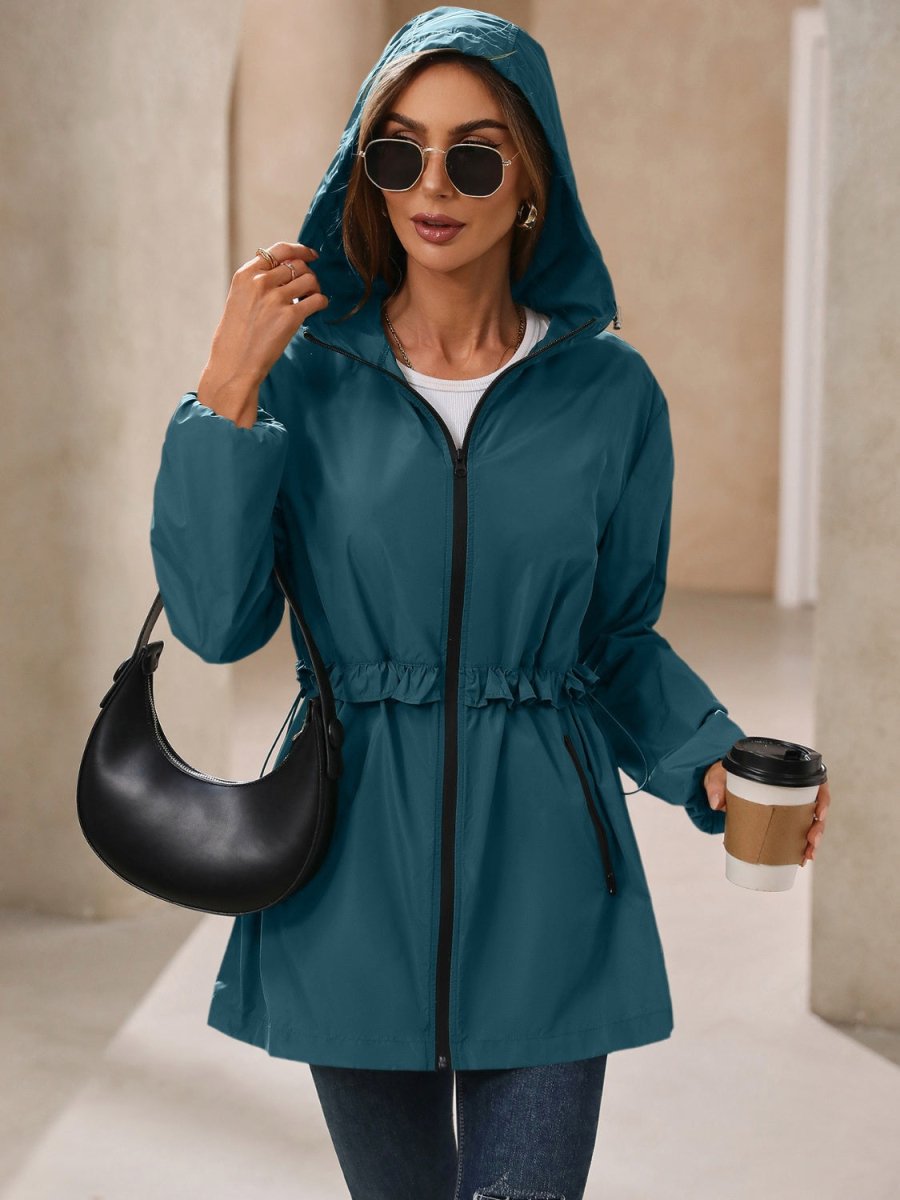 Ivy Lane Outdoor Waterproof Long Sleeve Hooded Windbreaker - Outerwear