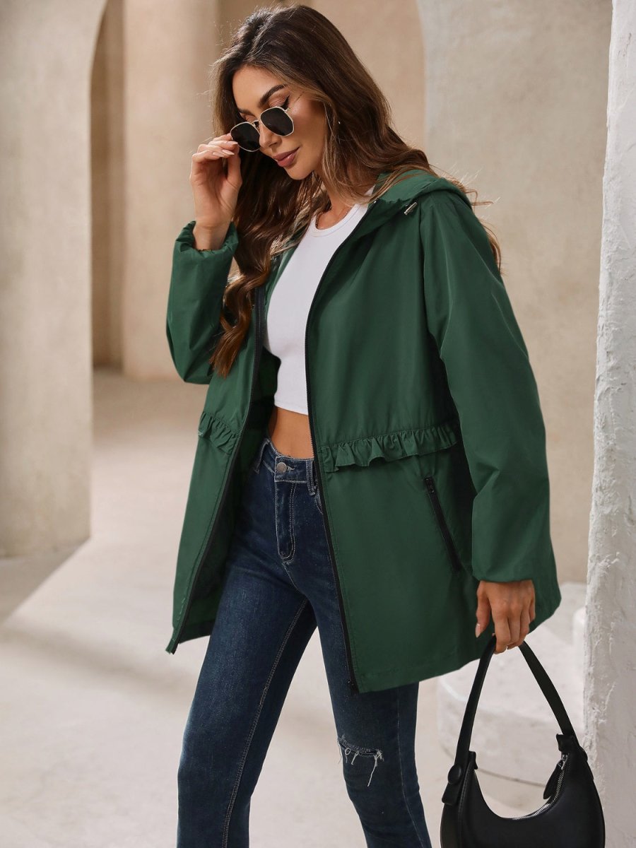 Ivy Lane Outdoor Waterproof Long Sleeve Hooded Windbreaker - Outerwear