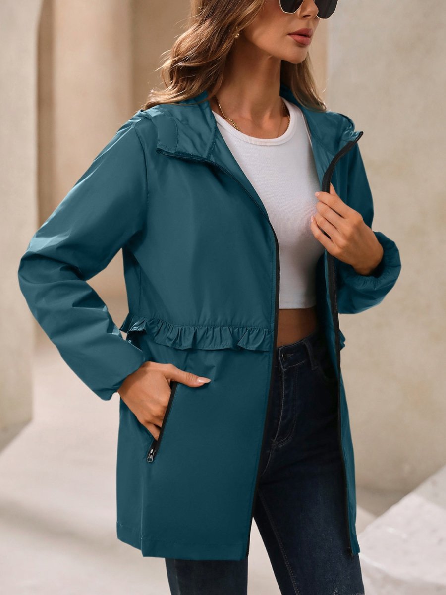 Ivy Lane Outdoor Waterproof Long Sleeve Hooded Windbreaker - Outerwear