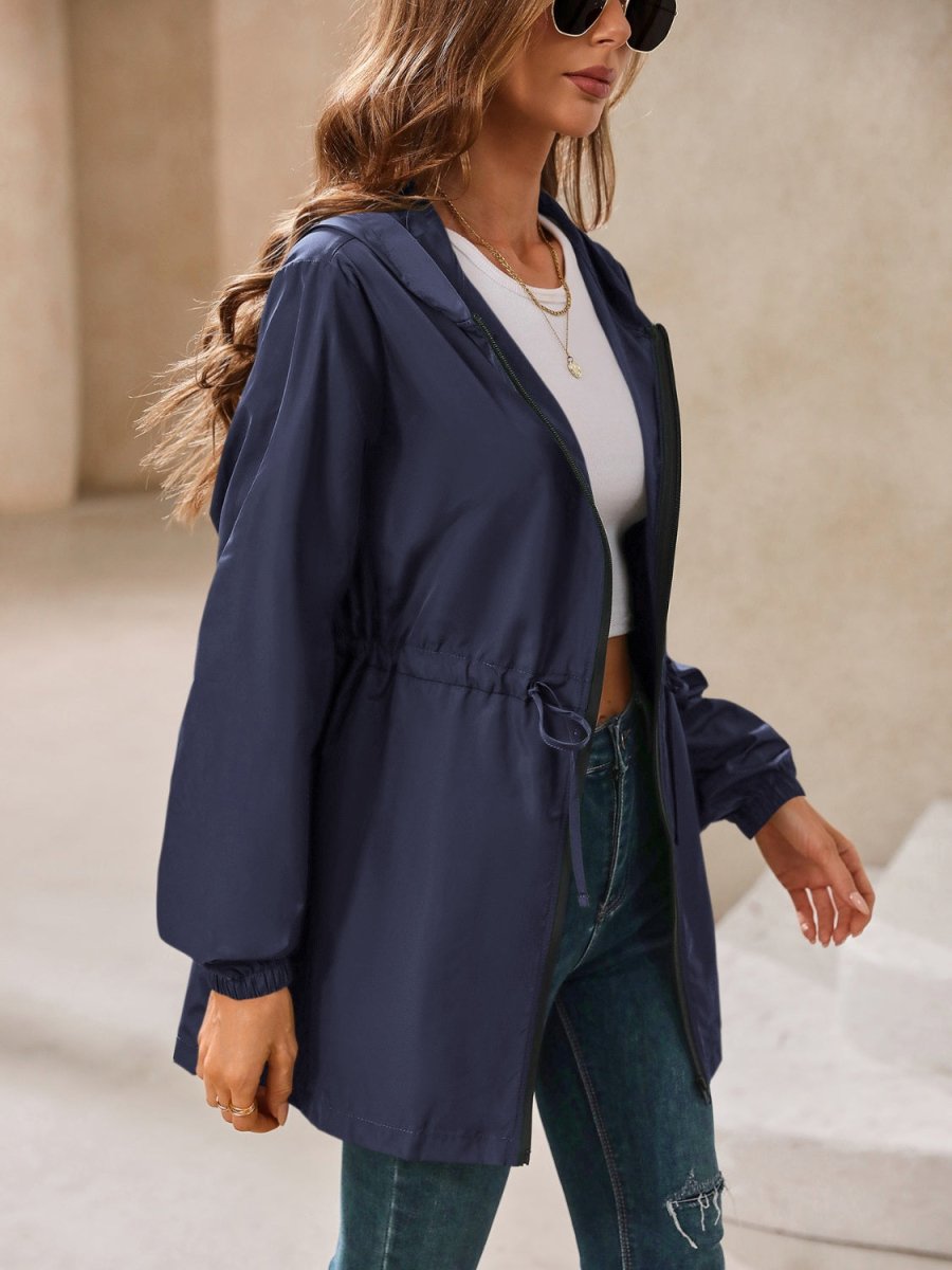 Ivy Lane Outdoor Waterproof Long Sleeve Hooded Windbreaker - Outerwear