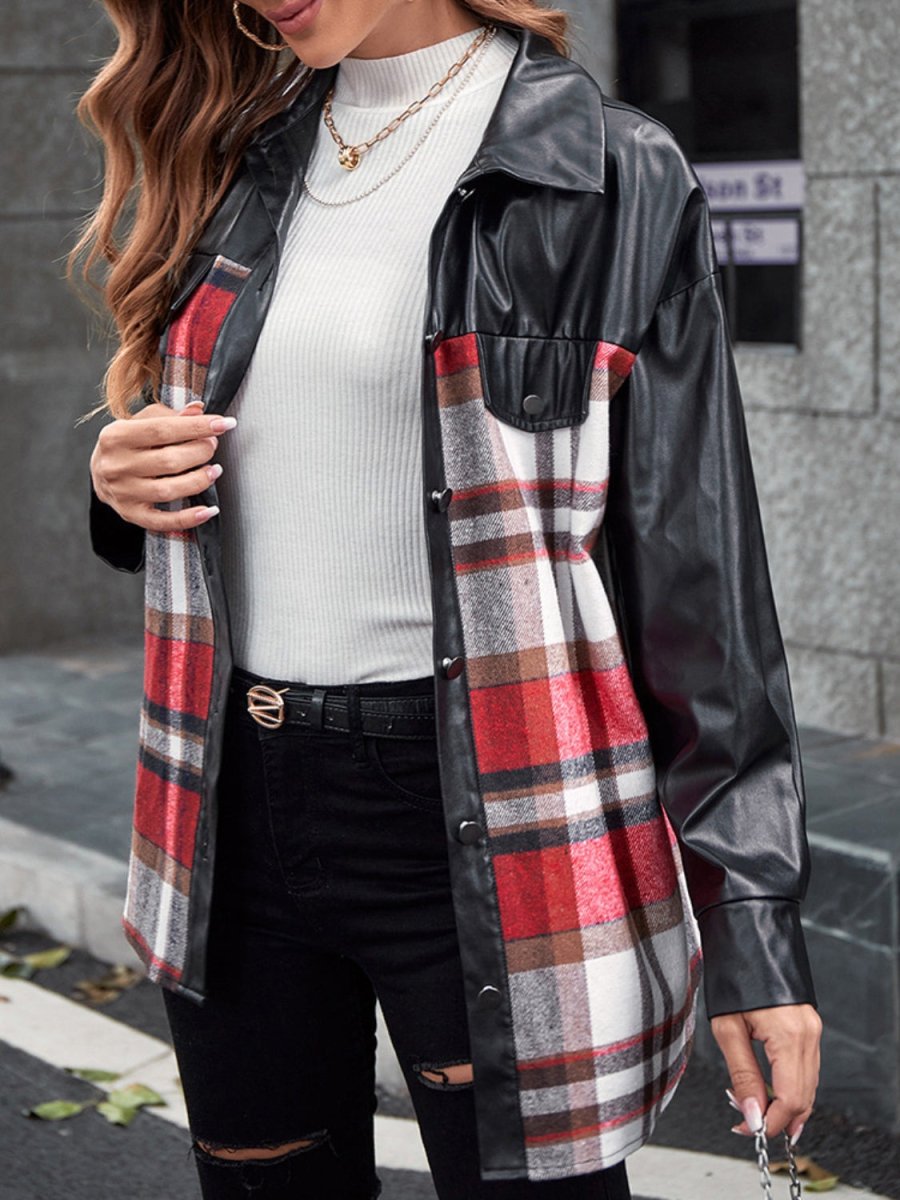 Ivy Lane Plaid Button Up Dropped Shoulder Jacket - Outerwear