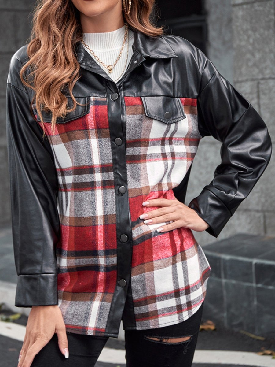 Ivy Lane Plaid Button Up Dropped Shoulder Jacket - Outerwear
