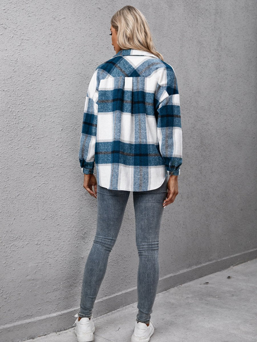 Ivy Lane Plaid Long Sleeve Shirt Jacket - Outerwear