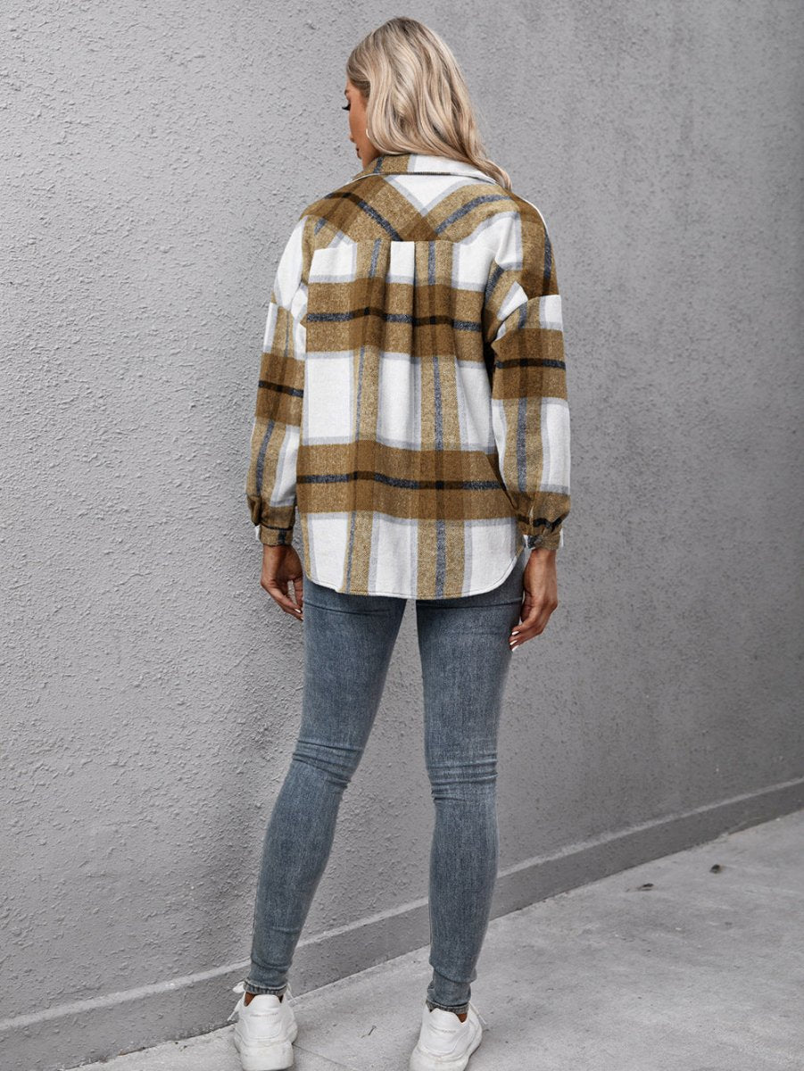 Ivy Lane Plaid Long Sleeve Shirt Jacket - Outerwear