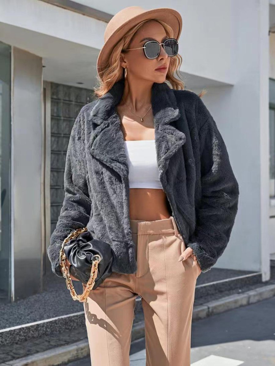 Ivy Lane Plush Open Front Dropped Shoulder Jacket - Outerwear