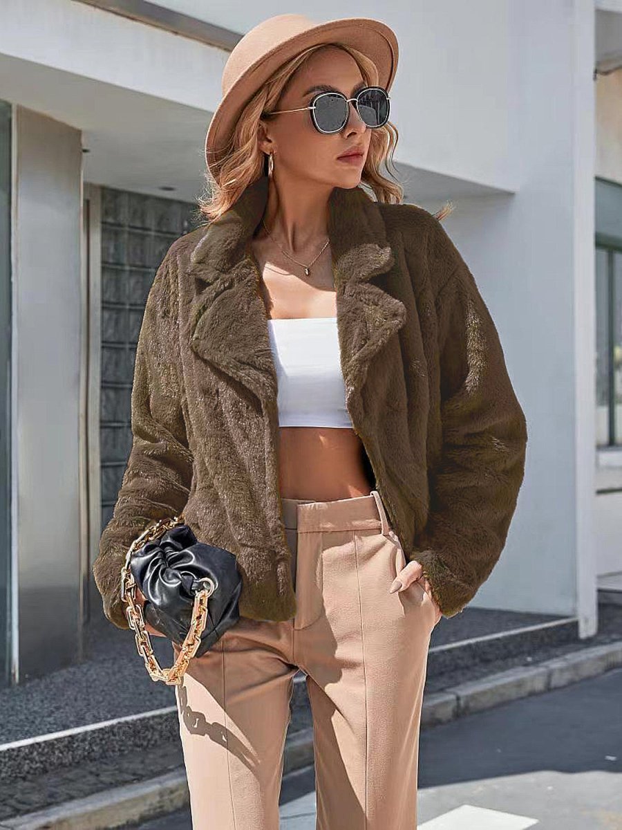 Ivy Lane Plush Open Front Dropped Shoulder Jacket - Outerwear
