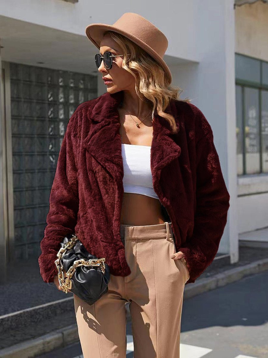 Ivy Lane Plush Open Front Dropped Shoulder Jacket - Outerwear