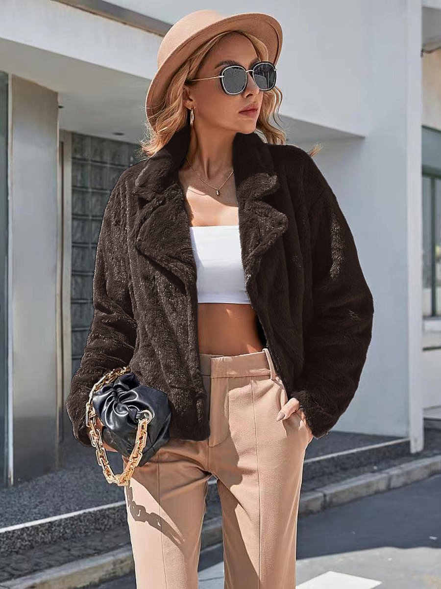 Ivy Lane Plush Open Front Dropped Shoulder Jacket - Outerwear