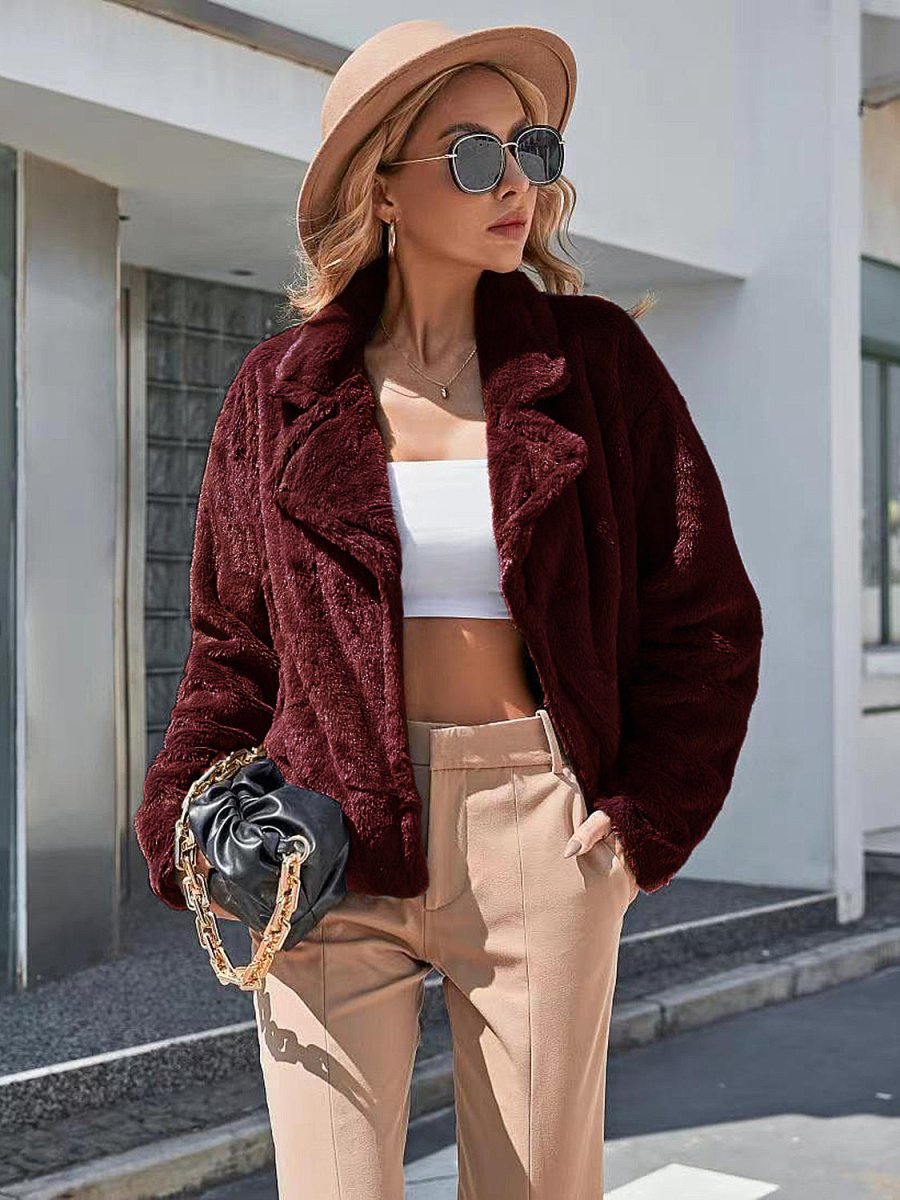 Ivy Lane Plush Open Front Dropped Shoulder Jacket - Outerwear