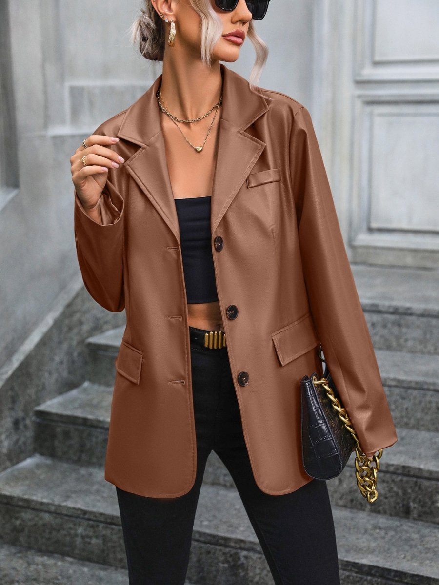 Ivy Lane Pocketed Button Up Collared Neck Blazer - Blazer Suit