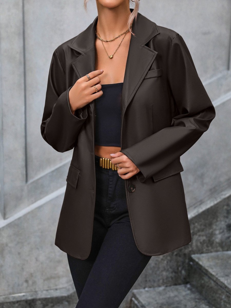 Ivy Lane Pocketed Button Up Collared Neck Blazer - Blazer Suit