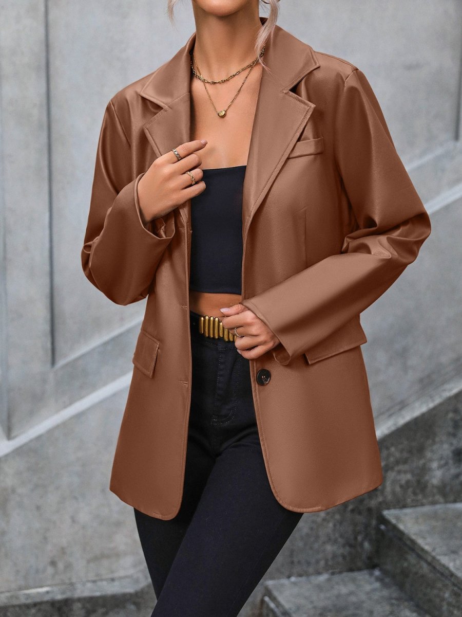 Ivy Lane Pocketed Button Up Collared Neck Blazer - Blazer Suit