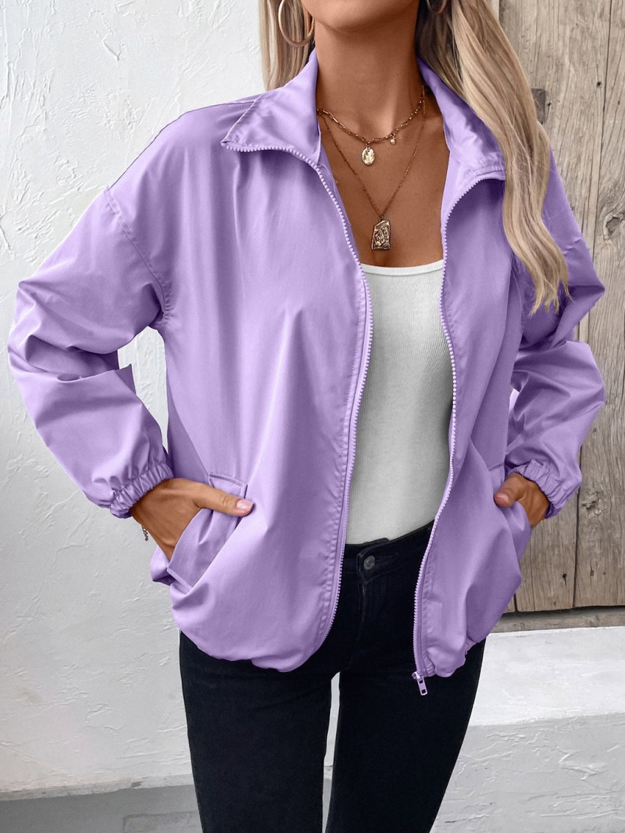 Ivy Lane Pocketed Zip Up Long Sleeve Jacket - Outerwear