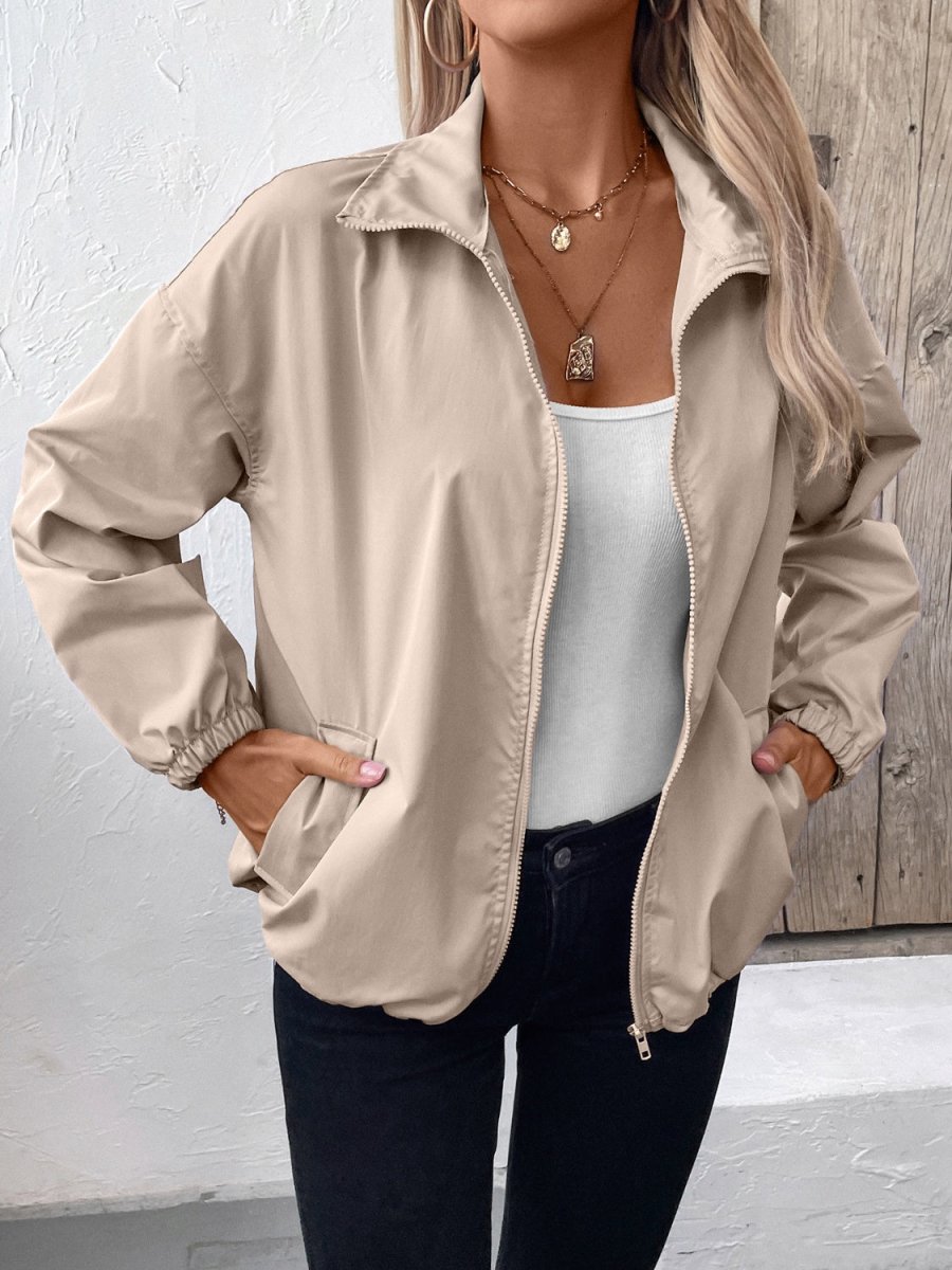 Ivy Lane Pocketed Zip Up Long Sleeve Jacket - Outerwear