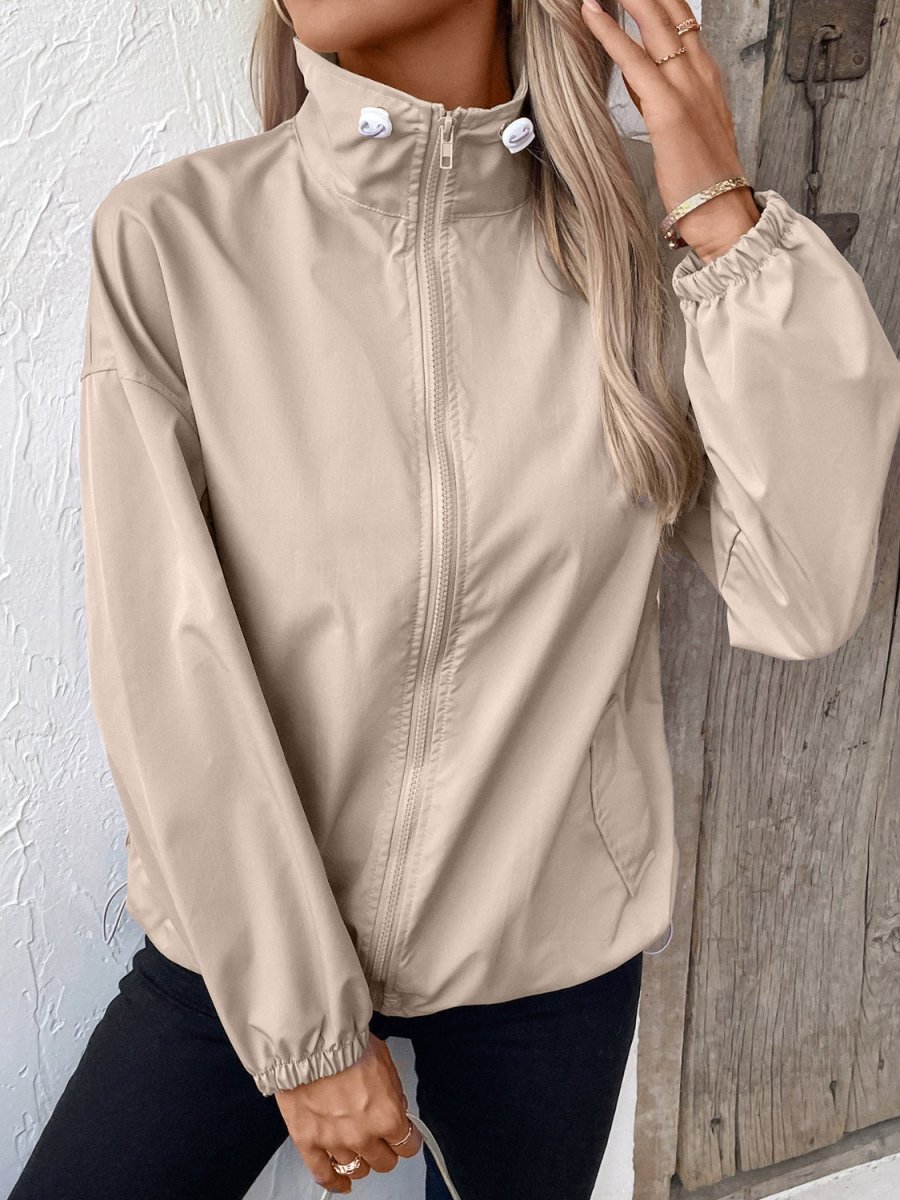 Ivy Lane Pocketed Zip Up Long Sleeve Jacket - Outerwear