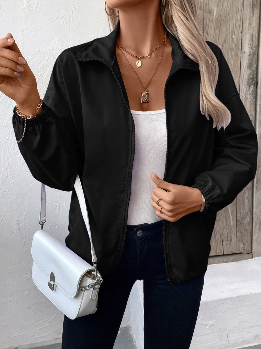 Ivy Lane Pocketed Zip Up Long Sleeve Jacket - Outerwear