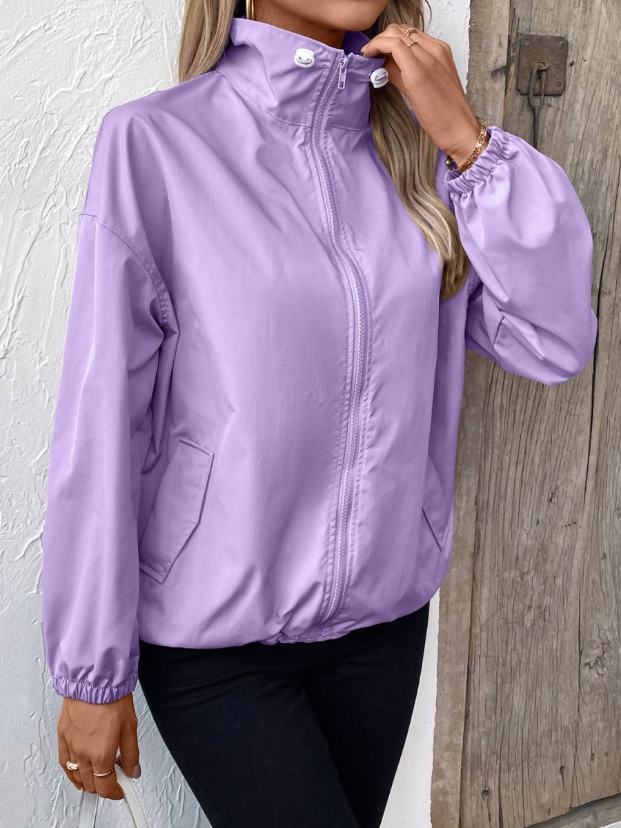 Ivy Lane Pocketed Zip Up Long Sleeve Jacket - Outerwear