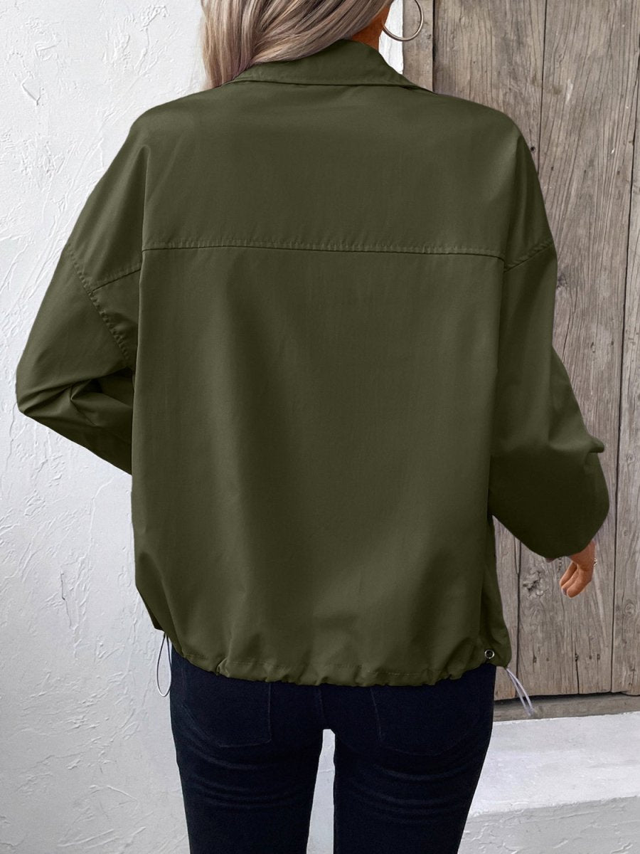 Ivy Lane Pocketed Zip Up Long Sleeve Jacket - Outerwear