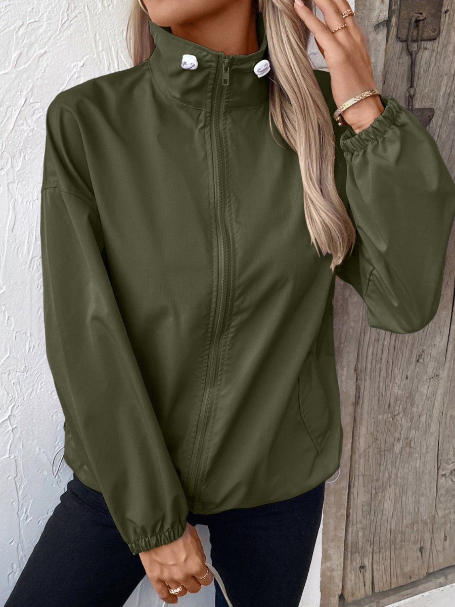 Ivy Lane Pocketed Zip Up Long Sleeve Jacket - Outerwear