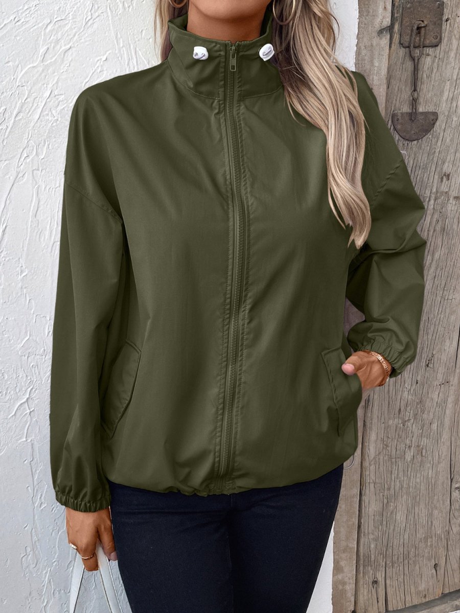 Ivy Lane Pocketed Zip Up Long Sleeve Jacket - Outerwear