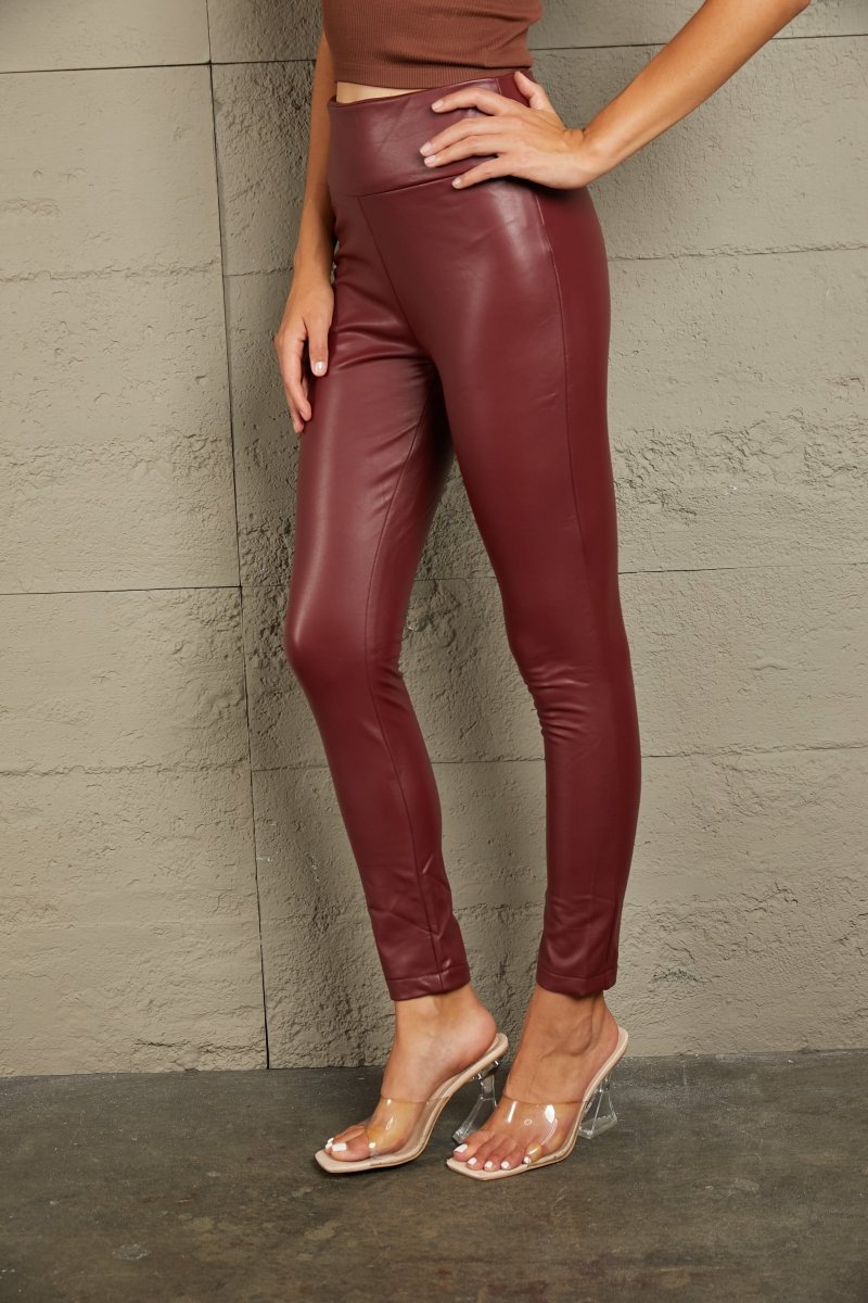 Ivy Lane PU High Waist Straight Pants - Bottoms