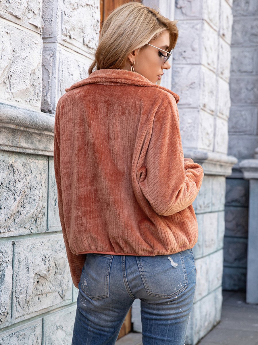 Ivy Lane Zip - Up Collared Jacket with Pockets - Outerwear