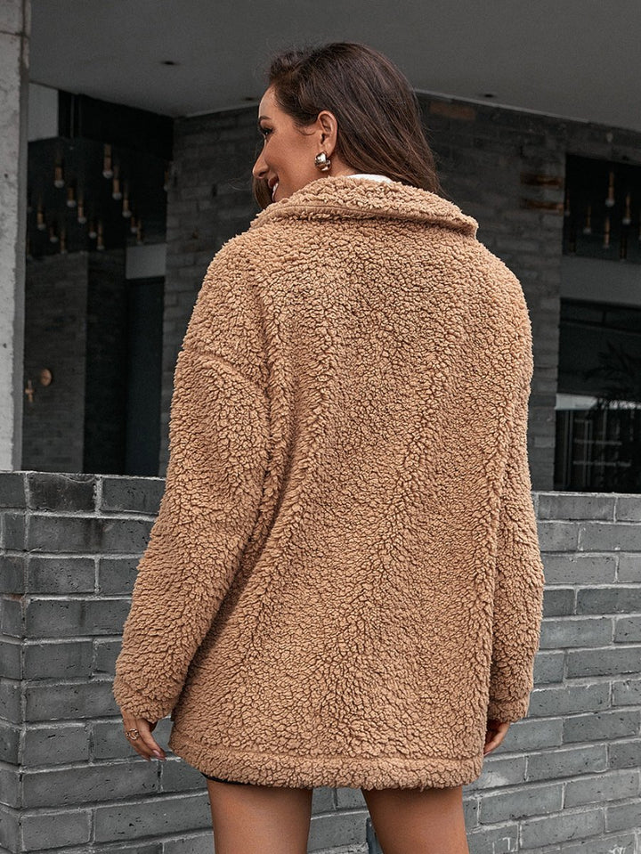 Ivy Lane Zip - Up Collared Teddy Jacket - Outerwear
