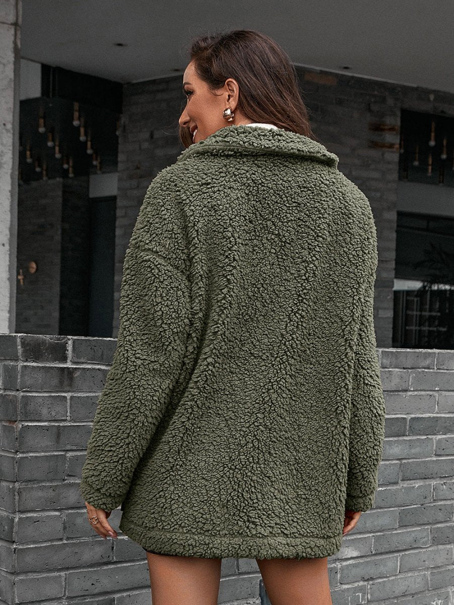 Ivy Lane Zip - Up Collared Teddy Jacket - Outerwear