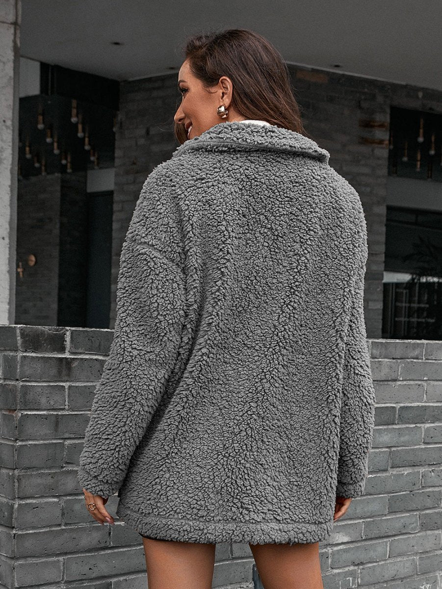 Ivy Lane Zip - Up Collared Teddy Jacket - Outerwear