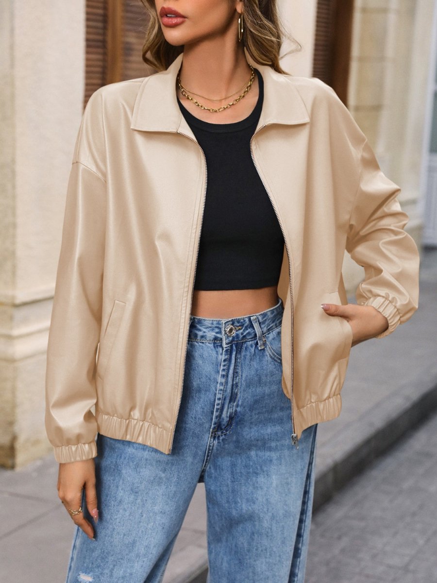 Ivy Lane Zip Up Dropped Shoulder Jacket - Outerwear