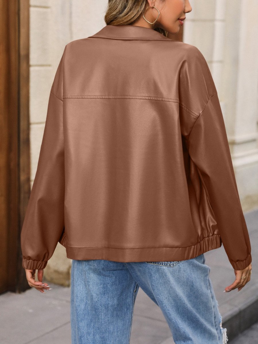 Ivy Lane Zip Up Dropped Shoulder Jacket - Outerwear
