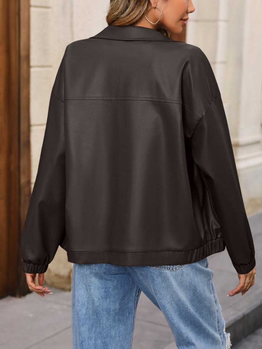 Ivy Lane Zip Up Dropped Shoulder Jacket - Outerwear