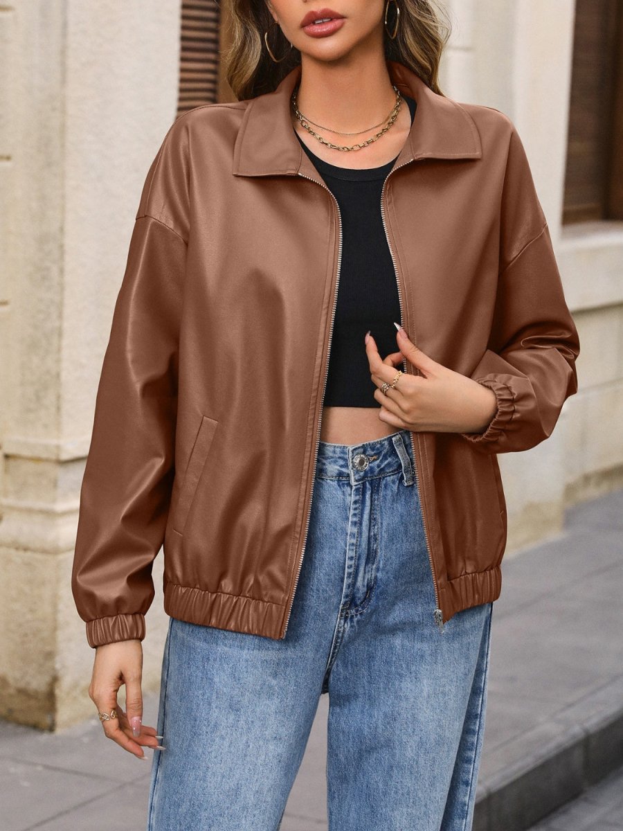 Ivy Lane Zip Up Dropped Shoulder Jacket - Outerwear