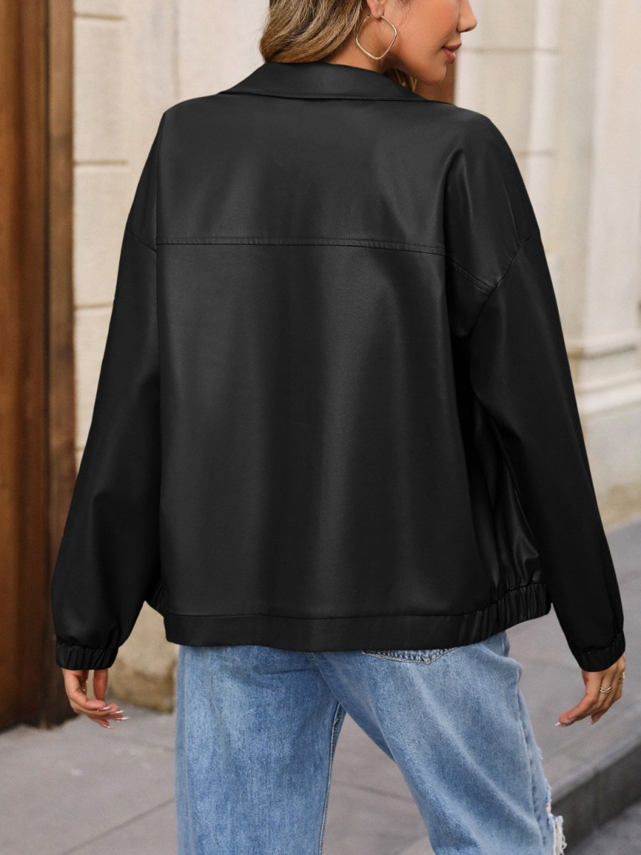Ivy Lane Zip Up Dropped Shoulder Jacket - Outerwear