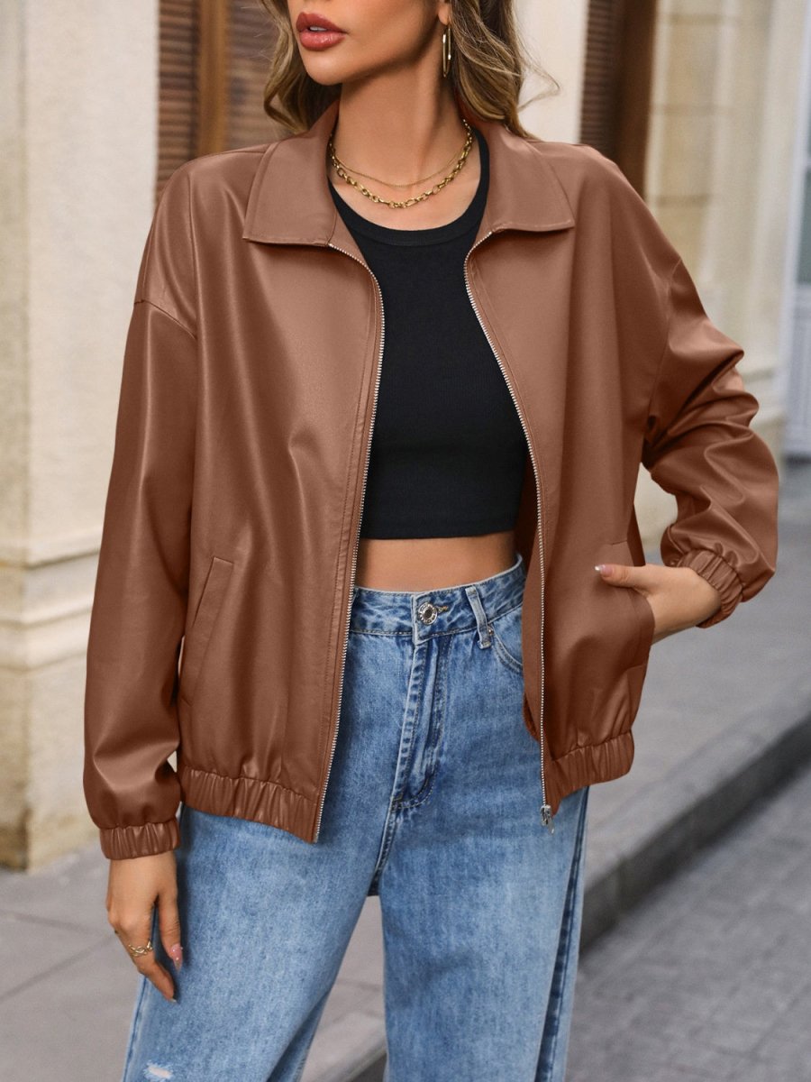 Ivy Lane Zip Up Dropped Shoulder Jacket - Outerwear