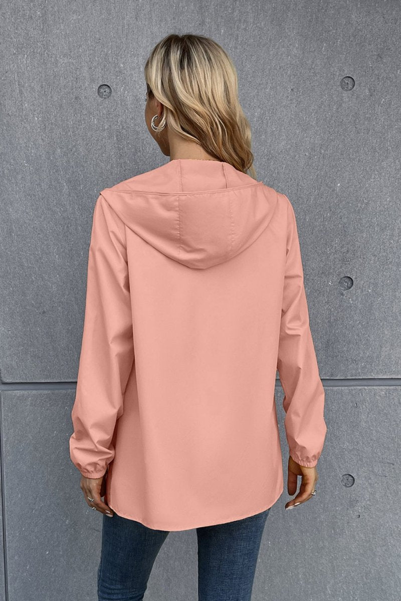 Ivy Lane Zip Up Long Sleeve Hooded Watertight Jacket - Outerwear