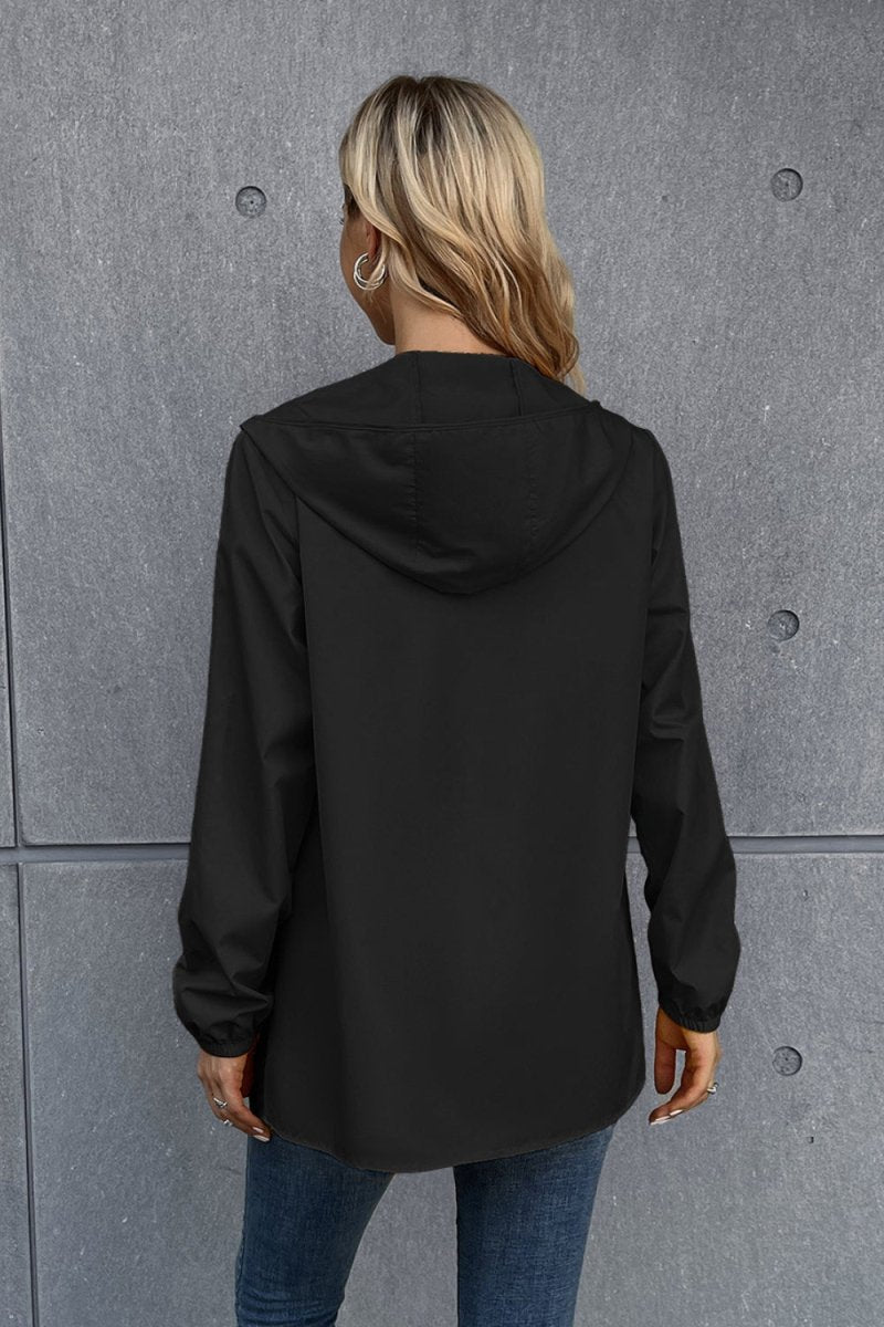 Ivy Lane Zip Up Long Sleeve Hooded Watertight Jacket - Outerwear
